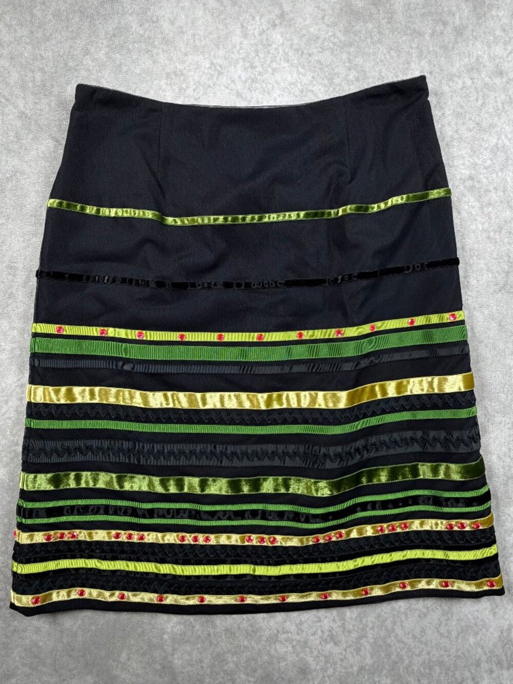 Dana Buchman Womens Black Ribbon Rhinestone Lined Skirt Size 8